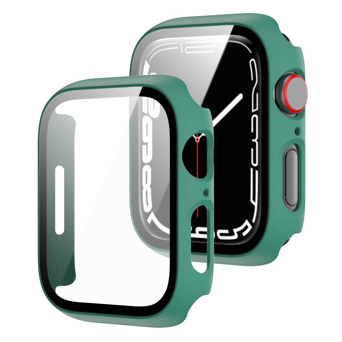 Für Apple Watch 9 8 7 41mm 2 in 1 Schock TPU Silikon Hülle + Hart Glas