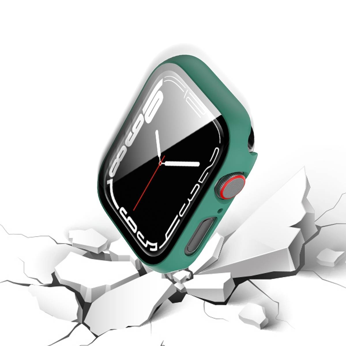 Für Apple Watch 9 8 7 41mm 2 in 1 Schock TPU Silikon Hülle + Hart Glas