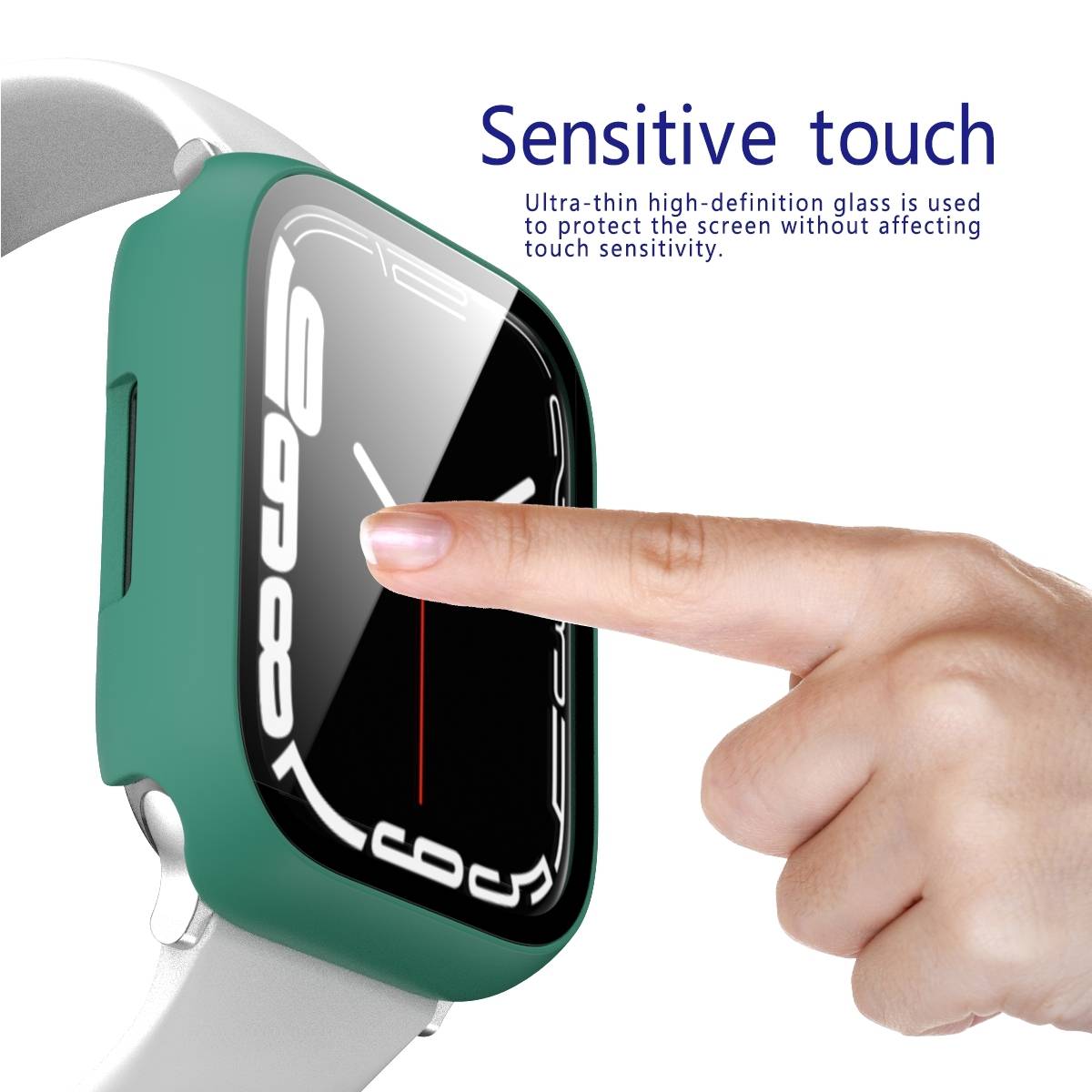 Für Apple Watch 9 8 7 41mm 2 in 1 Schock TPU Silikon Hülle + Hart Glas