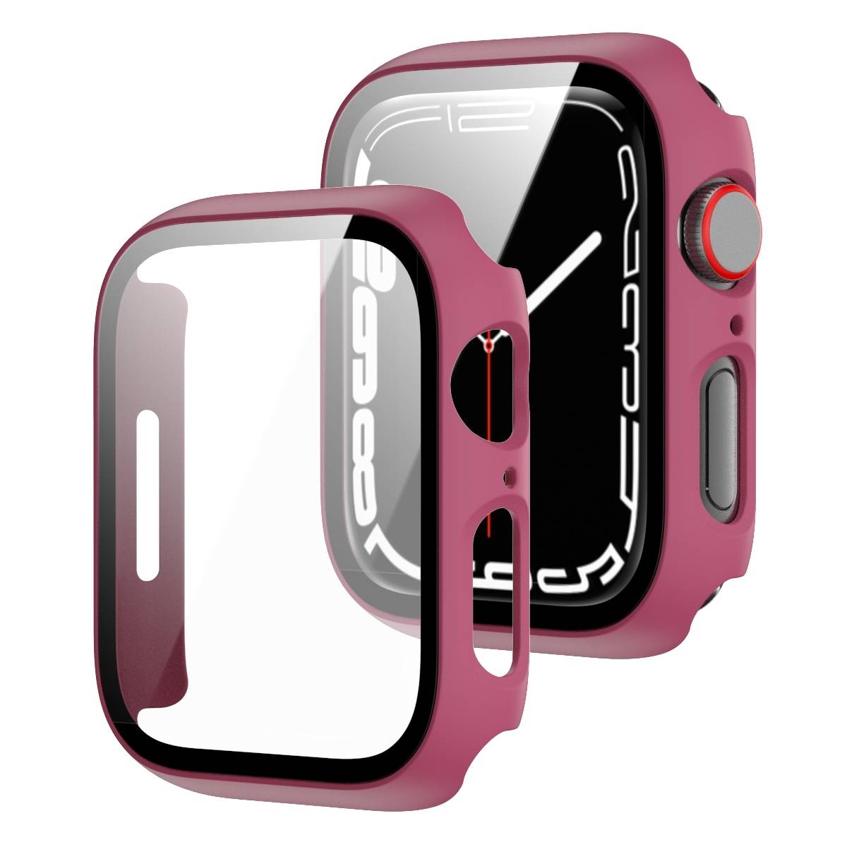 Für Apple Watch 9 8 7 41mm 2 in 1 Schock TPU Silikon Hülle + Hart Glas