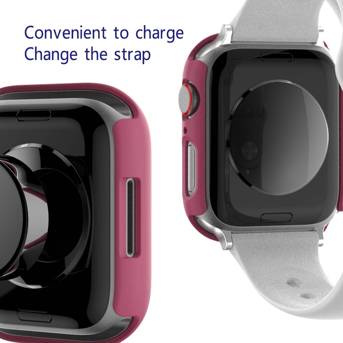 Für Apple Watch 9 8 7 41mm 2 in 1 Schock TPU Silikon Hülle + Hart Glas
