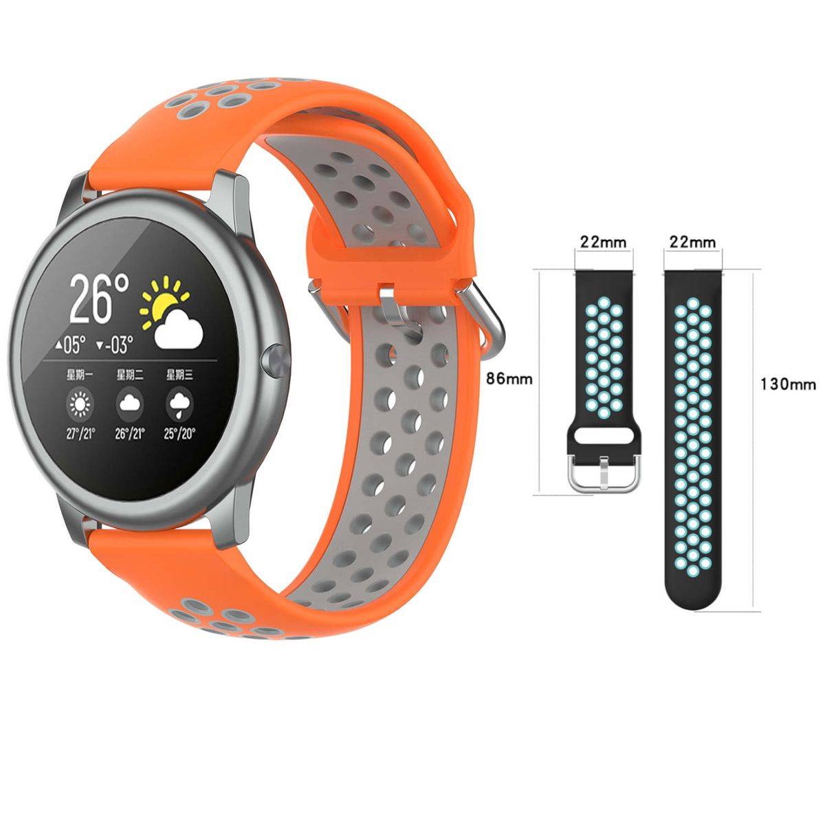 Für Xiaomi Haylou Solar LS05 Kunststoff / Silikon Armband Watch Uhr Grau / Orange Ersatz Arm Band