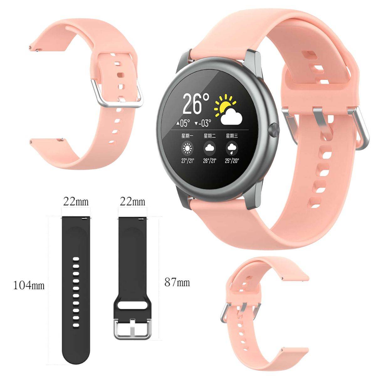 Für Xiaomi Haylou Solar LS05 Kunststoff / Silikon Armband Watch Uhr Rosa Ersatz Arm Band