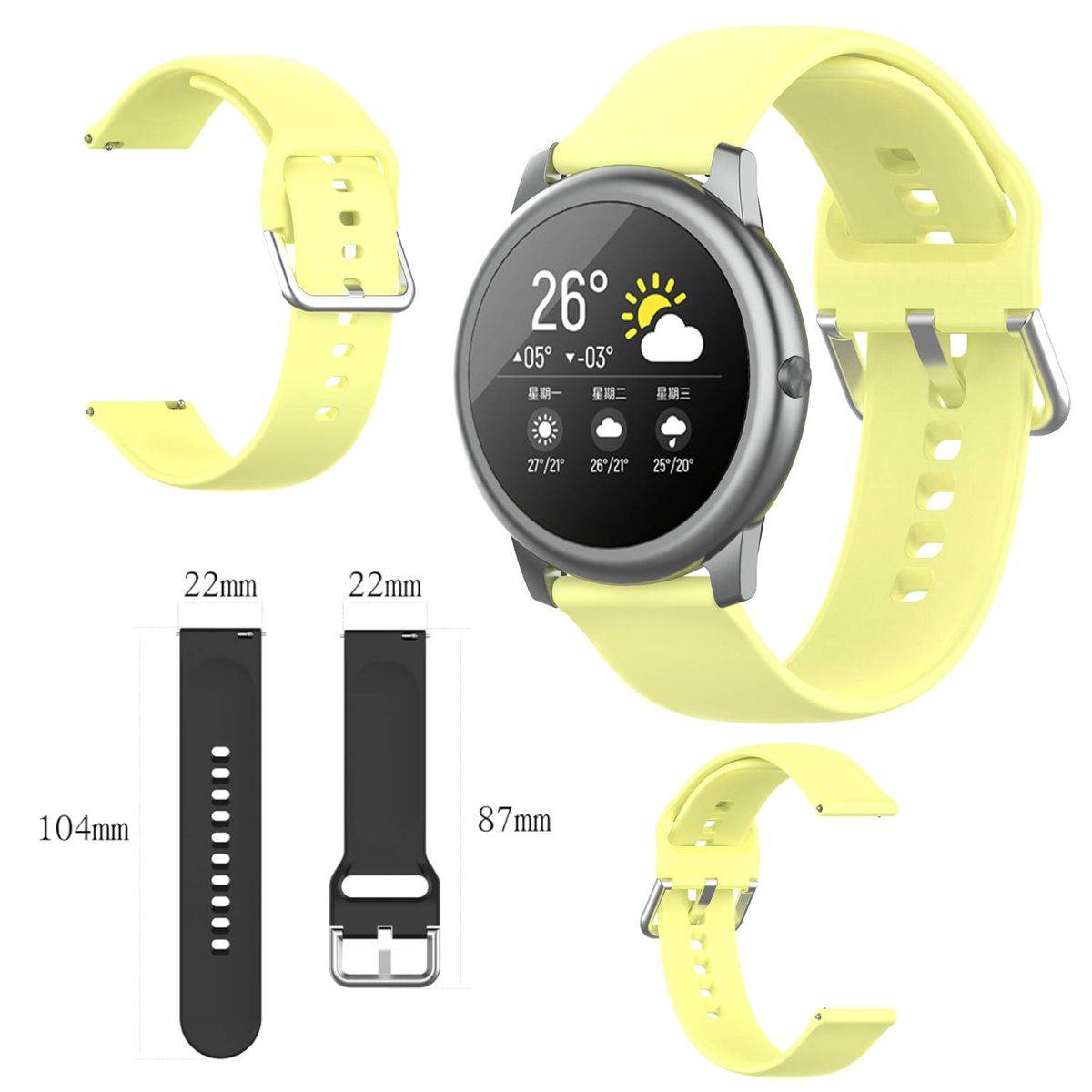 Für Xiaomi Haylou Solar LS05 Kunststoff / Silikon Armband Watch Uhr Gelb Ersatz Arm Band