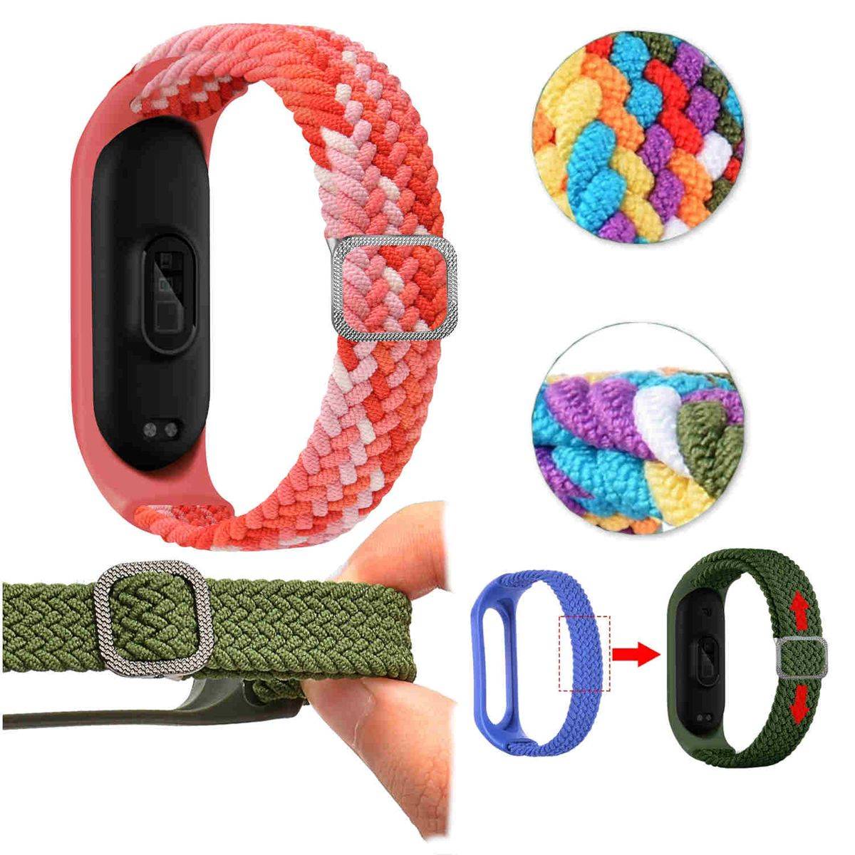 Für Xiaomi Mi Band 5 / 6 / 7 Uhr Watch Nylon Silikon Armband Ersatz Sport Arm Band Muster 11