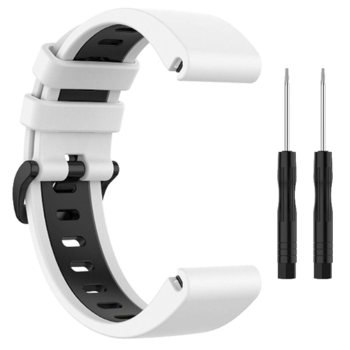 Für Garmin Fenix 6X / 6X Pro Kunststoff / Silikon Armband-Schutz Watch Uhr Weiß / Schwarz Ersatz Arm Band