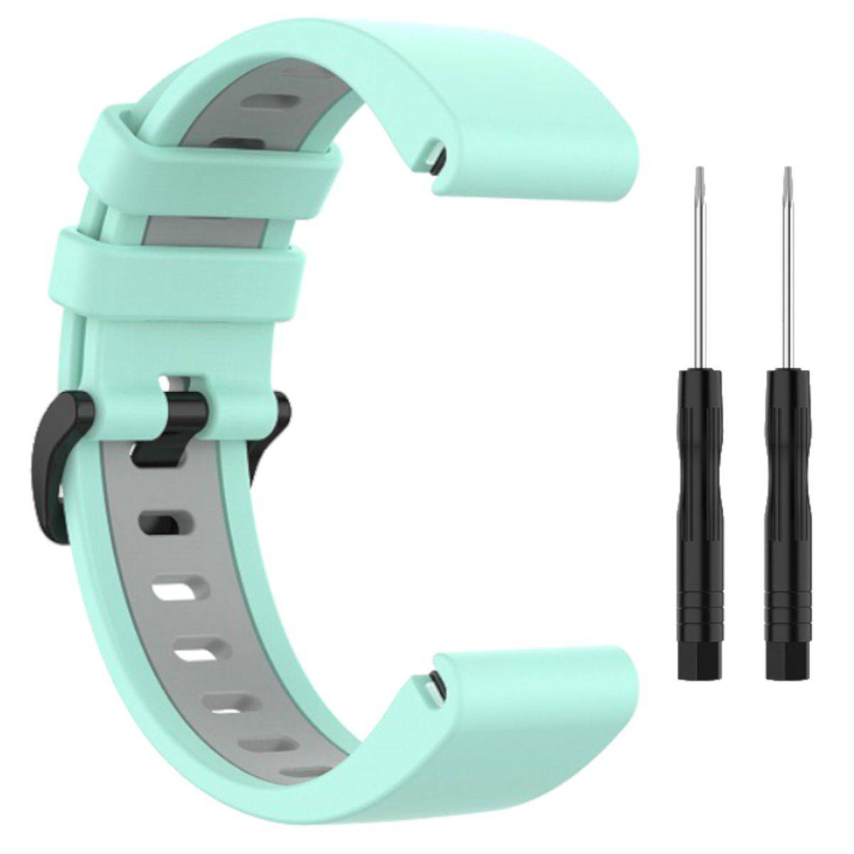 Für Garmin Fenix 6X / 6X Pro Kunststoff / Silikon Armband-Schutz Watch Uhr Grün / Grau Ersatz Arm Band
