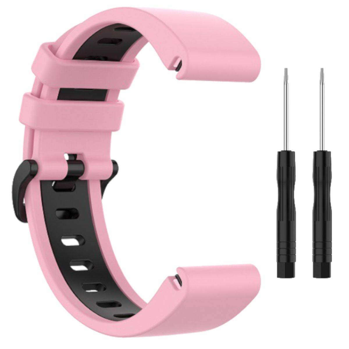 Für Garmin Fenix 6X / 6X Pro Kunststoff / Silikon Armband-Schutz Watch Uhr Pink / Schwarz Ersatz Arm Band