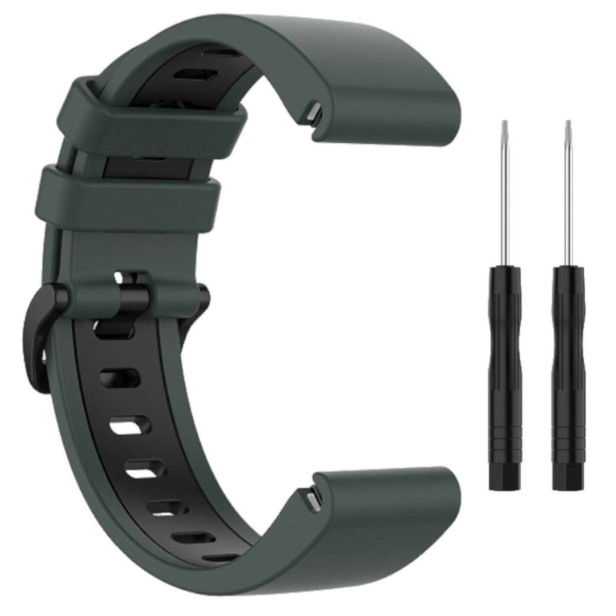 Für Garmin Fenix 6X / 6X Pro Kunststoff / Silikon Armband-Schutz Watch Uhr D-Grün / Schwarz Ersatz Arm Band