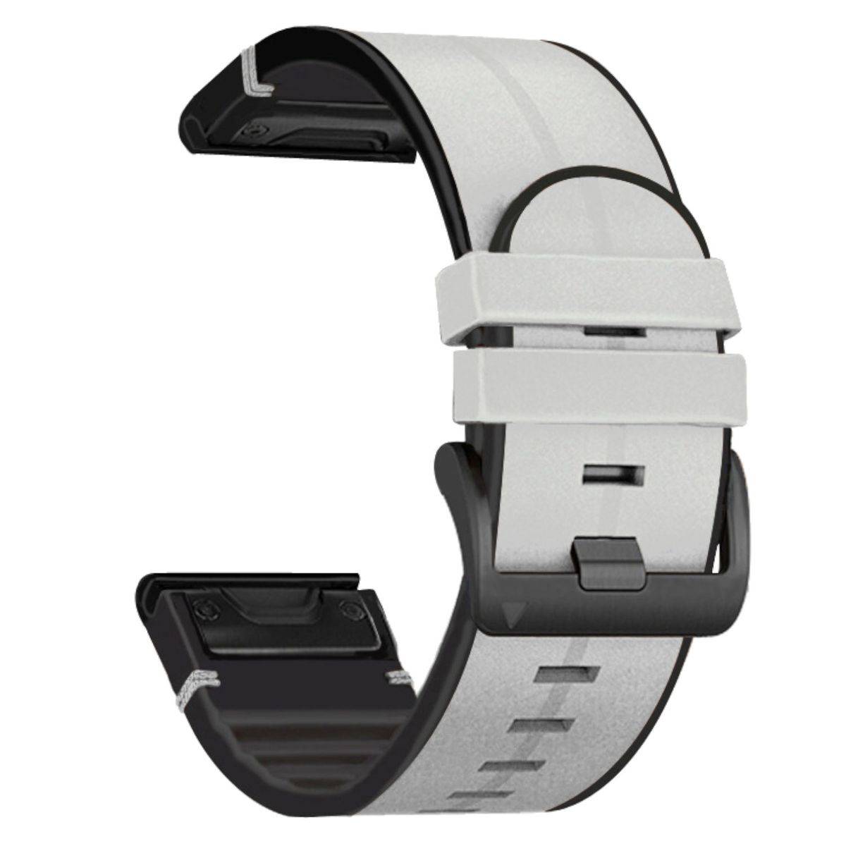 Für Garmin Fenix 6X / 6X Pro Kunstleder / Silikon Armband-Schutz Watch Uhr Grau Ersatz Arm Band