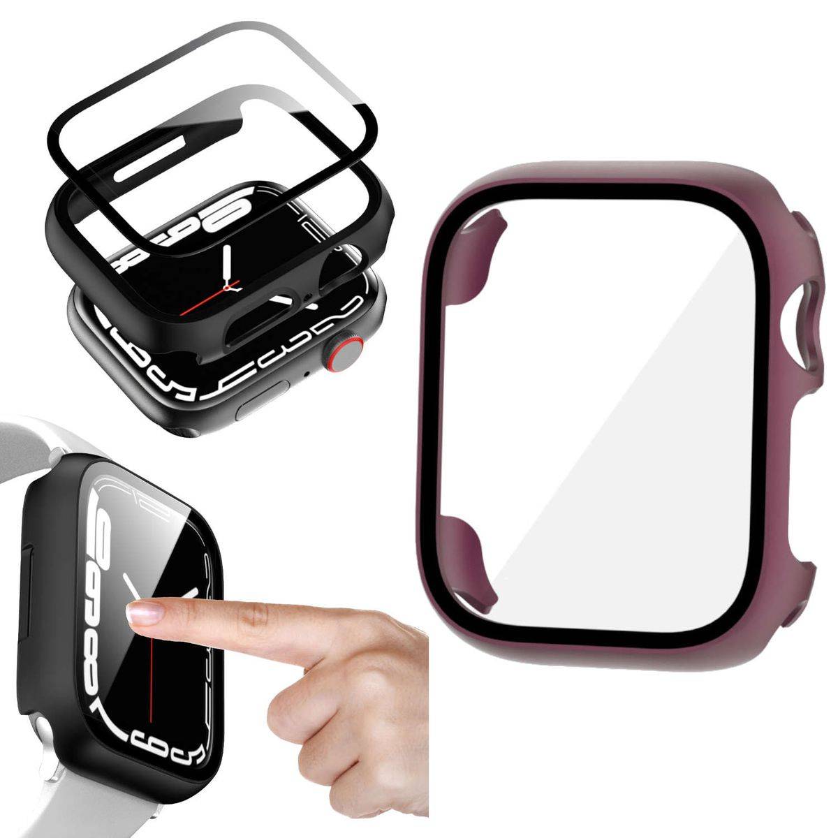 Für Apple Watch Series 9 8 7 45mm / 6 SE 5 4 44mm 2 in 1 Hülle + Glas