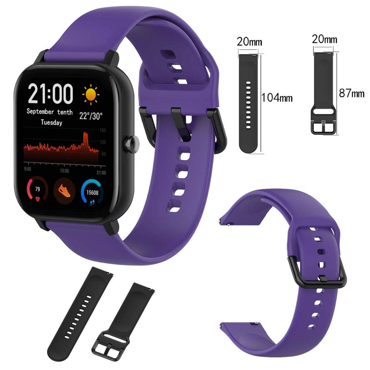 Für Amazfit GTS4 Mini / GTR Mini Uhr Kunststoff / Silikon Armband Größe S Frauen Ersatz Arm Band Lila