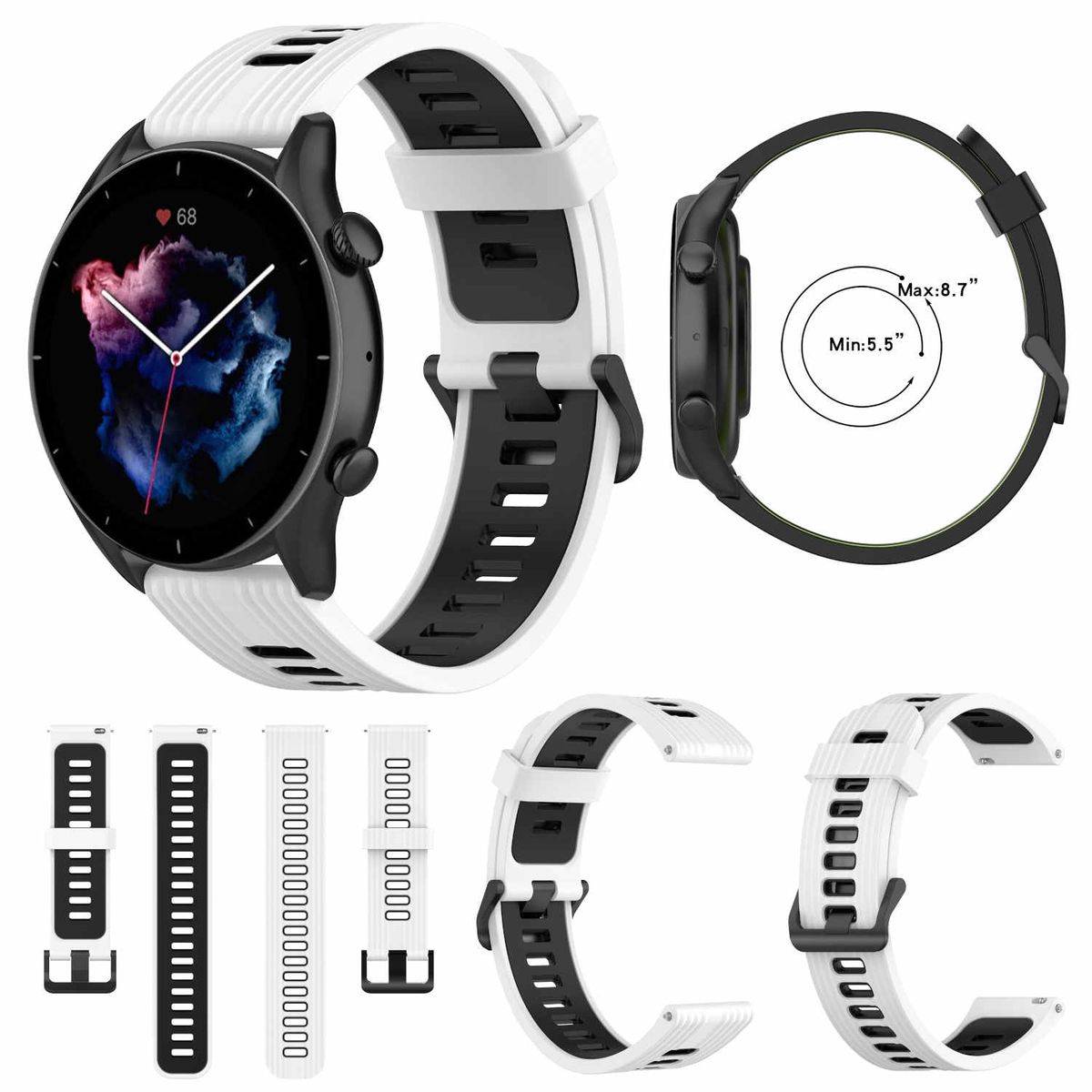 Für Amazfit GTR 4 / GTS 4 Watch Uhr Kunststoff / Silikon Armband Ersatz Arm Band Ersatz Weiß / Schwarz
