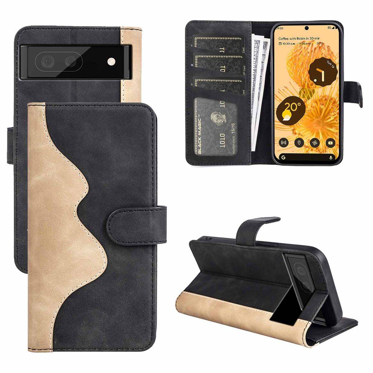 Für Google Pixel 7 Design Handy Tasche Wallet Premium Schwarz Schutz Hülle Case Cover Etuis Neu Zubehör