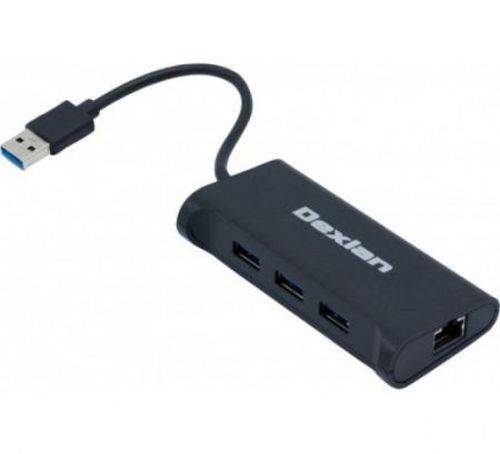 Dexlan USB 3.0 Gigabit Netzwerk Adapter mit 3 Port USB 3.0 Hub
