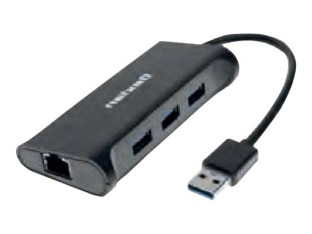 deXlan - Hub - 3 x SuperSpeed USB 3.0 + 1 x 10/100/1000