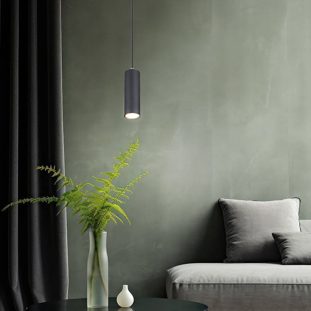 Pendelleuchte schwarz Pendelleuchte einzeln schwarze Hängelampe, Skandinavisch Metall schwarz matt, 1x GU10 Fassung, DxH 9x120cm, 2er Set