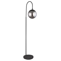 Stehlampe Stehleuchte schwarz Wohnzimmerleuchte stehend Bogenlampe mit Schalter, rauchiges Glas, 1x E27, LxBxH 39 x 25 x 150 cm Stehlampe Stehleuchte schwarz Wohnzimmerleuchte stehend Bogenlampe mit Schalter, rauchiges Glas, 1x E27, LxBxH 39 x 25 x 150 cm