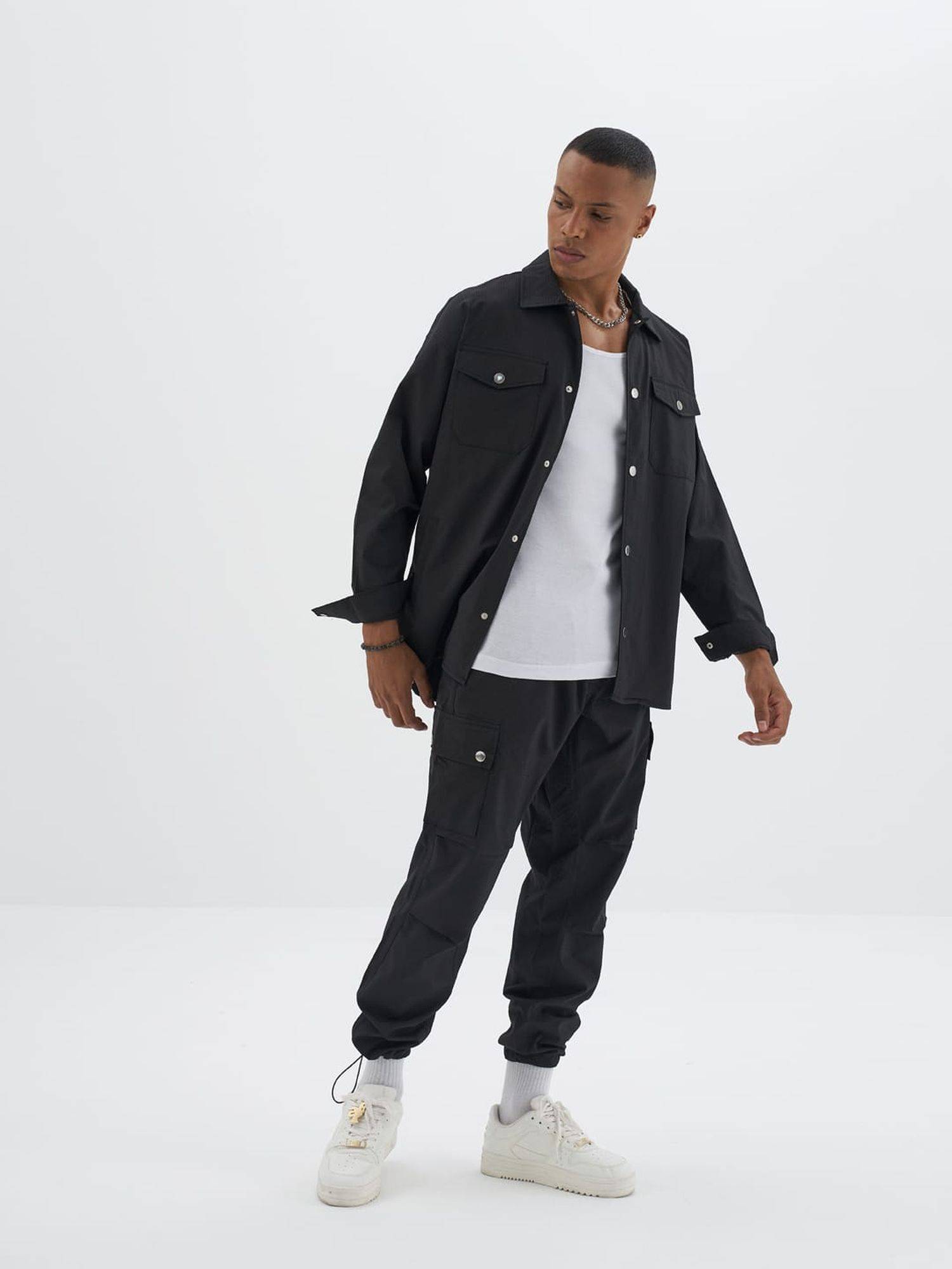 Ossy Homer Set Jacke Hose für Herren Freizeitanzug S Schwarz