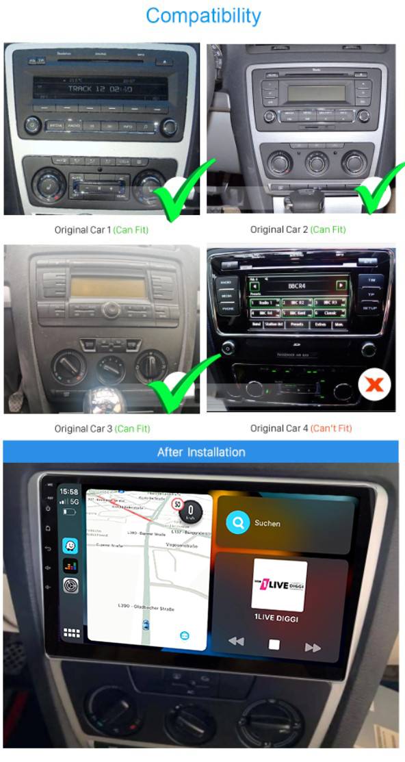 Für Skoda Octavia II 2 1Z 10 "Touch Android Autoradio GPS Navigation CarPlay