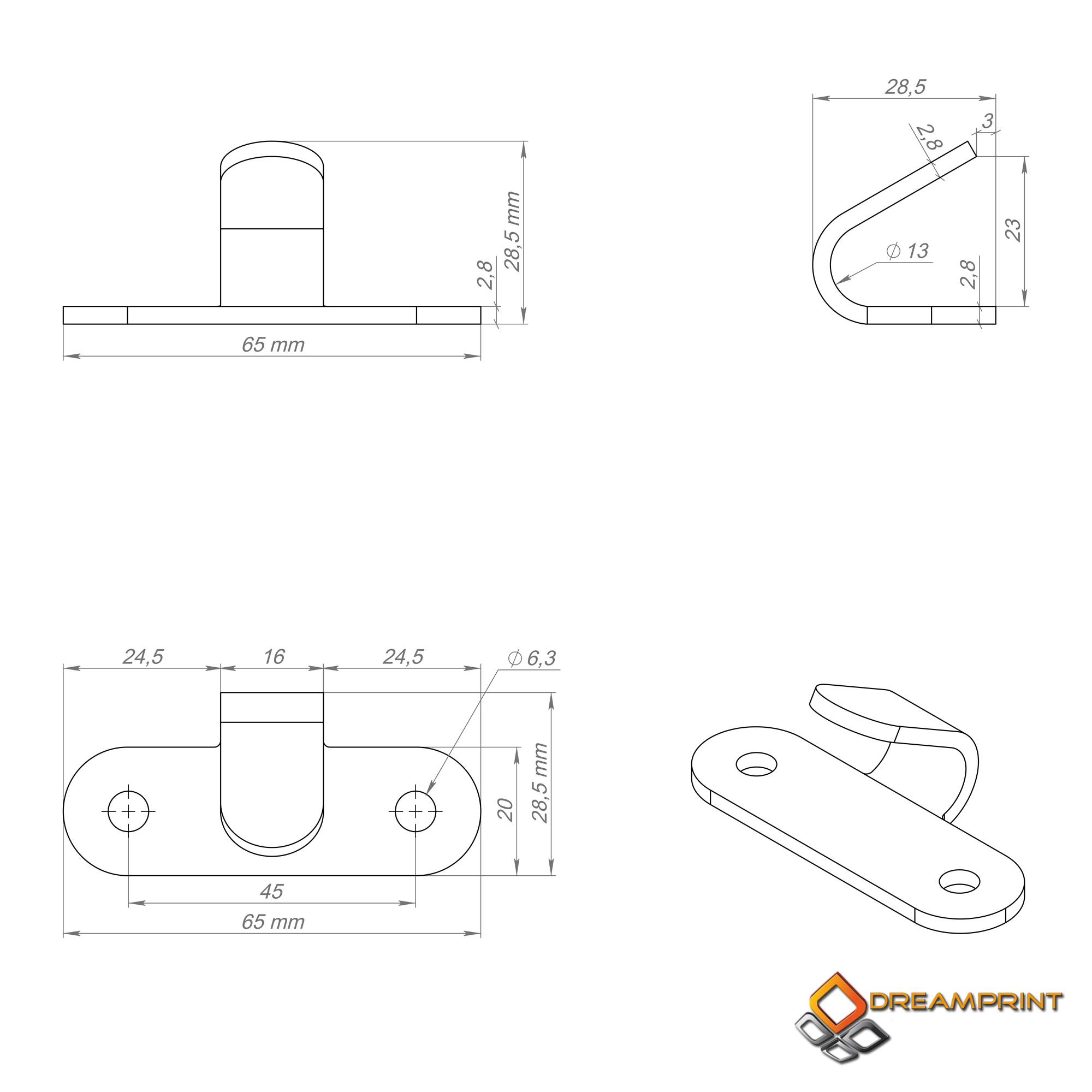 Dreamprint 10x Abspannhaken 2-Loch Stahl verzinkt Planenhaken Lochhaken Zweilochhaken Netzhaken Zurröse für Camping Anhänger