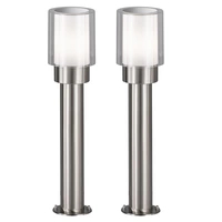 Gartenlampen Aussen silber Aussenlampe Stehleuchte Wegeleuchten Außen Modern, Edelstahl Metall weiß klar, IP54, 1x E27, DxH 12x50 cm, 2er Set Gartenlampen Aussen silber Aussenlampe Stehleuchte Wegeleuchten Außen Modern, Edelstahl Metall weiß klar, IP54, 1x E27, DxH 12x50 cm, 2er Set