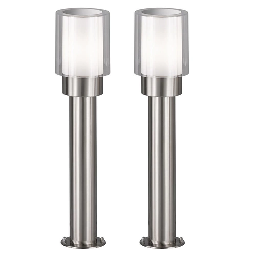 Gartenlampen Aussen silber Aussenlampe Stehleuchte Wegeleuchten Außen Modern, Edelstahl Metall weiß klar, IP54, 1x E27, DxH 12x50 cm, 2er Set Gartenlampen Aussen silber Aussenlampe Stehleuchte Wegeleuchten Außen Modern, Edelstahl Metall weiß klar, IP54, 1x E27, DxH 12x50 cm, 2er Set