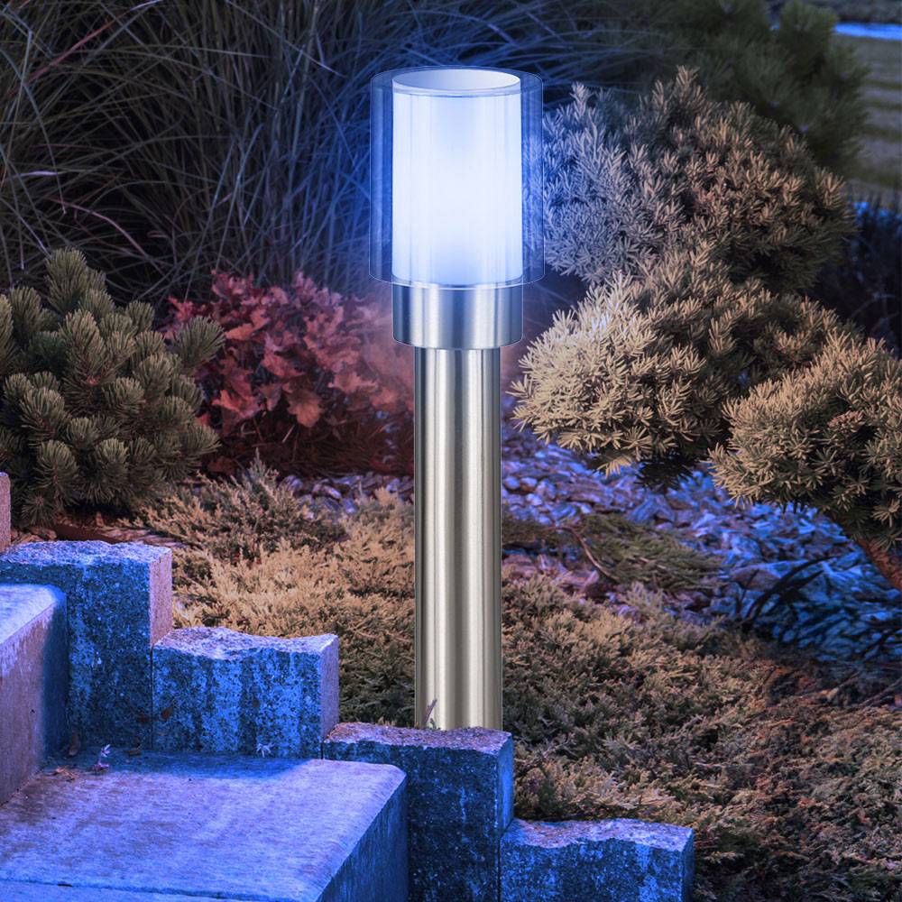 Außenleuchte Stehlampe Fernbedienung Standleuchte dimmbar Wegeleuchte Edelstahl, Farbwechsel, IP54, RGB LED 8,5W 806lm warmweiß, DxH 12x50 cm, 2er
