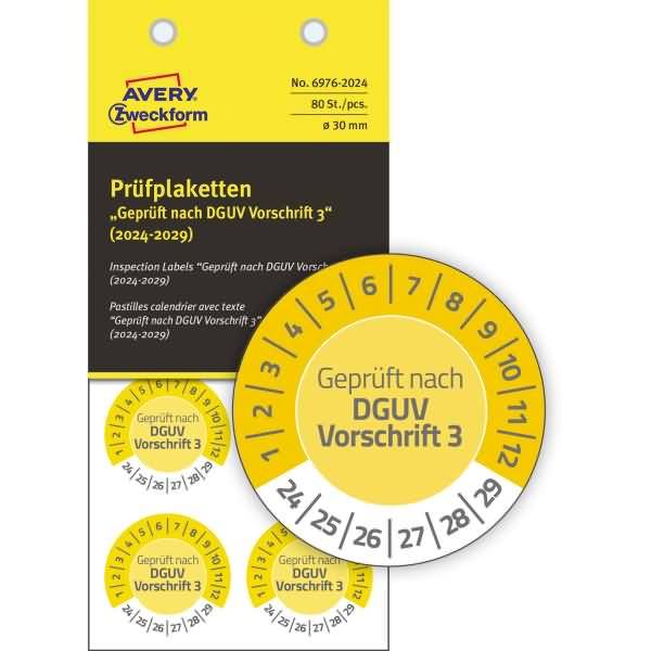 Prüfplaketten 2024 30mm VE=80 Etiketten gelb