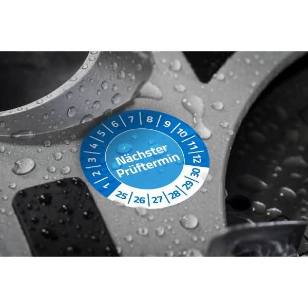 Prüfplaketten 30mm 10 Bogen/80 Etiketten 2025 blau