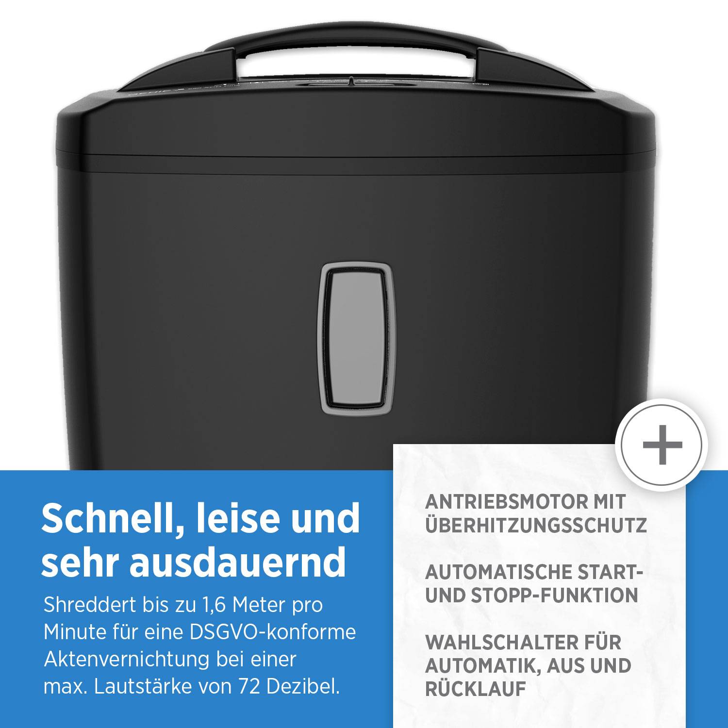 GENIE 580 Aktenvernichter 10 Blatt Partikelschnitt und CD Vernichtung schwarz