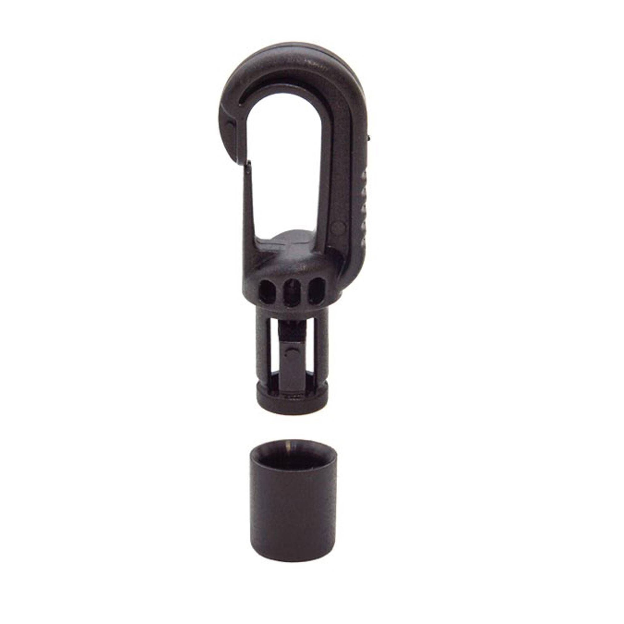 Dreamprint Kunststoffhaken Autolock Haken Spannfix Spanner Karabiner Karabinerhaken Kunststoff Schwarz für 10 mm Expanderseil Expander Gummiseil