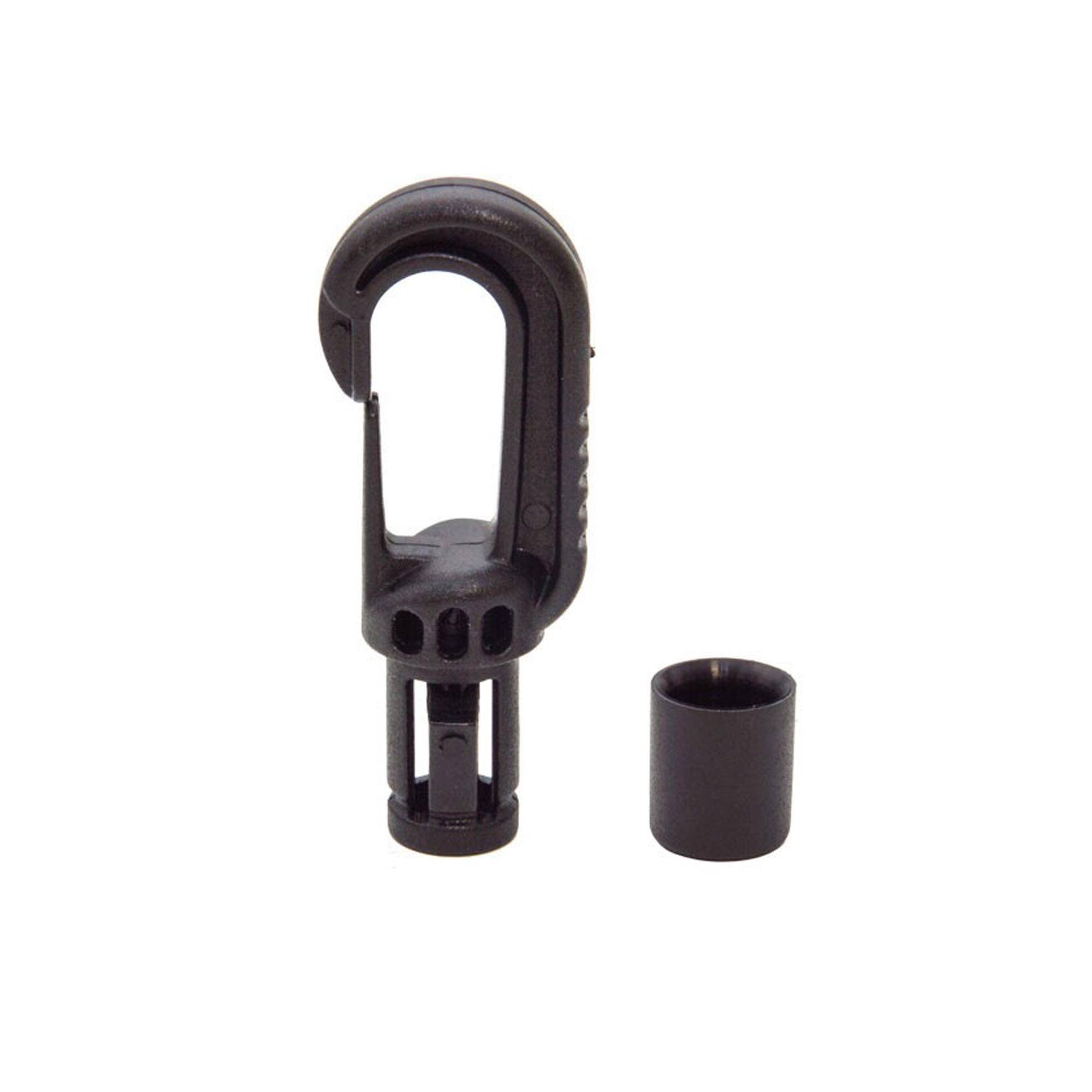 Dreamprint Kunststoffhaken Autolock Haken Spannfix Spanner Karabiner Karabinerhaken Kunststoff Schwarz für 10 mm Expanderseil Expander Gummiseil