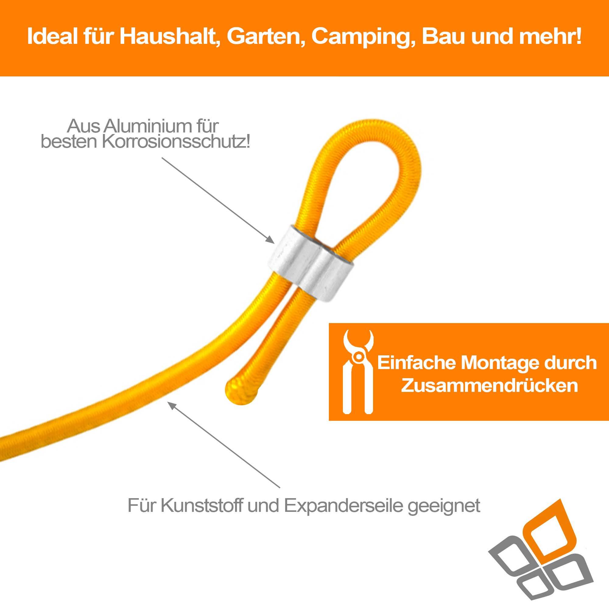 Dreamprint 100x Seilklemmen Set 8mm Pressklemmen, Würgeklemmen, Tauwerkklemme, Seilverbinder mit Doppelhülsen für Expanderseil, Planenseil & Gummis