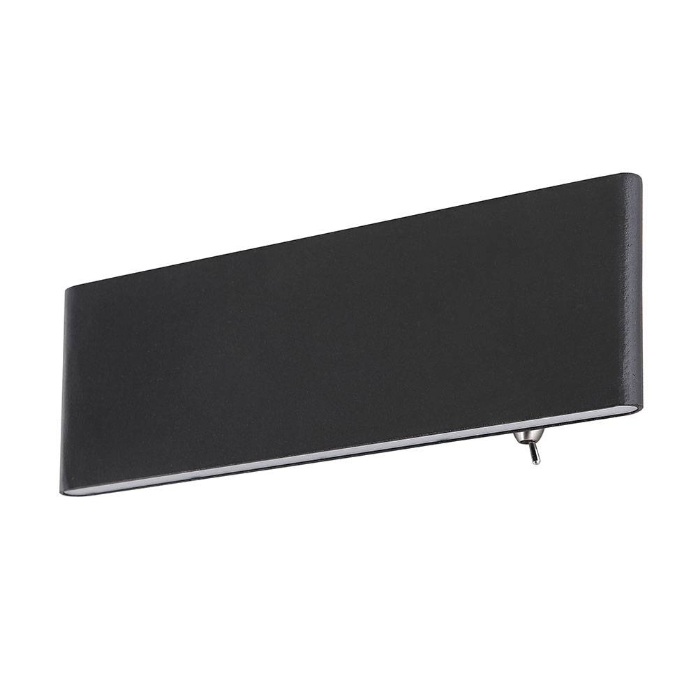 Wandlampe Aluminium Wohnzimmer Wandleuchte mit Kippschalter, Aluminium schwarz weiß opal, 1x LED 8W 240Lm 3000K, LxBxH 22,5x4,5x8 cm