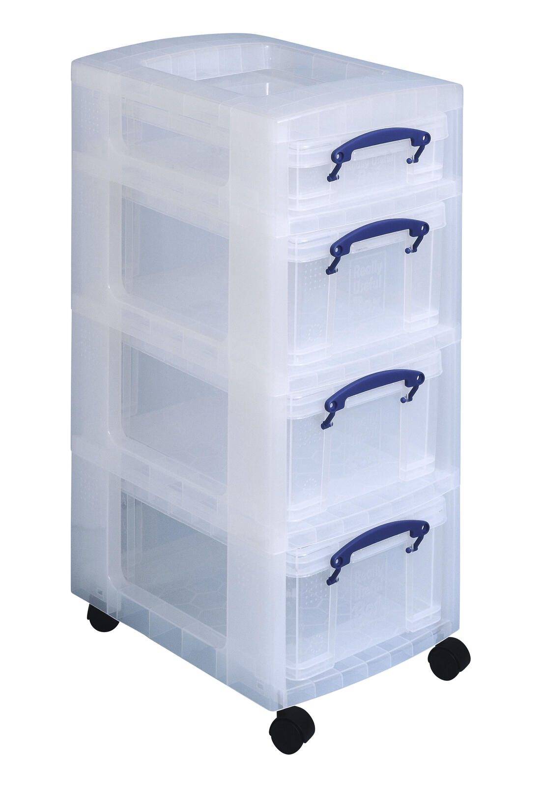 Aufbewahrungsbox 1x 4,0 l + 3x 9,0 l - 30,0 x 42,0 x 73,0 cm transparent