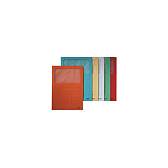 Stapel von bunten durchscheinenden Ordnern oder Behältern, mit einem orangefarbenen im Vordergrund und blauen, gelben, weißen, grünen und roten dahinter.