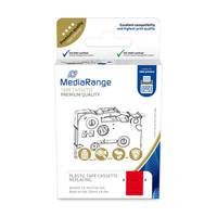 MediaRange schwarze Tape-Kassette Ersatzpackung, Premium-Qualität, mit abgebildeter Druckerpatrone auf der Vorderseite