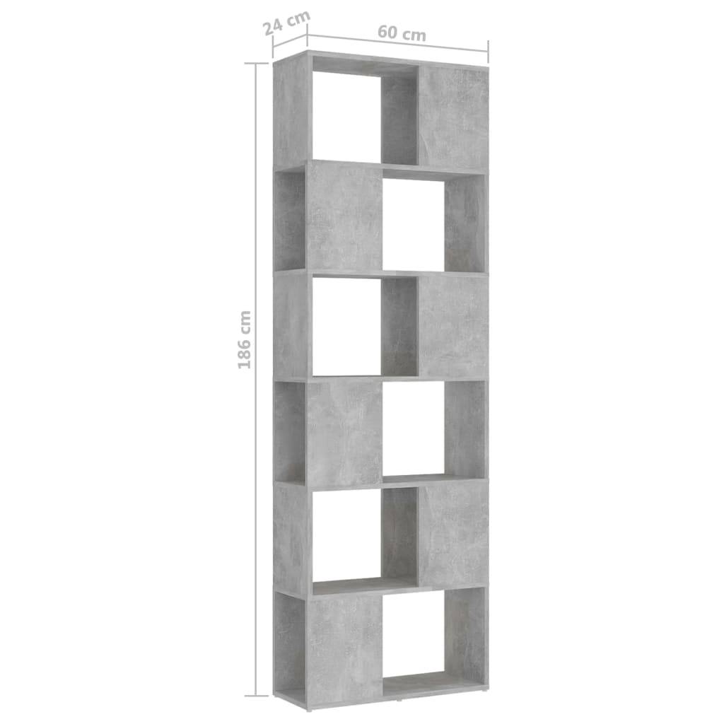 vidaXL Bücherregal Raumteiler Betongrau 60x24x186 cm Holzwerkstoff