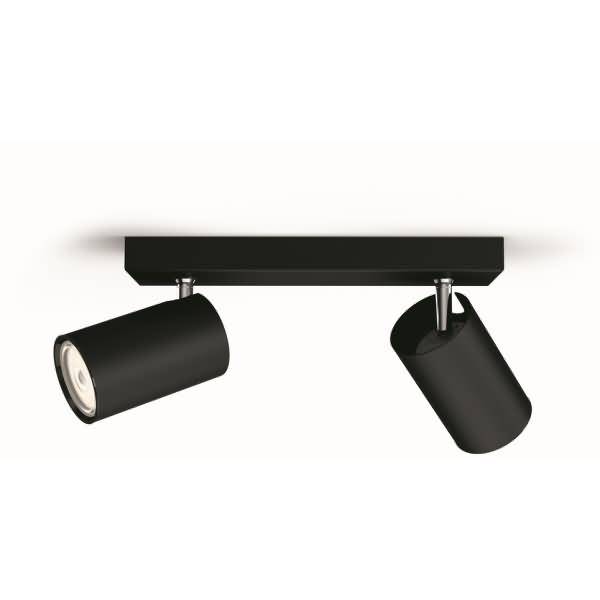 Philips Kosipo Spot 2flg. exkl LM 2x5,5W Schwarz