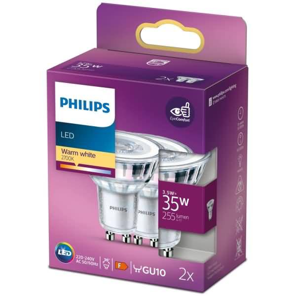 Philips LED classic Lampe 35W GU10 Warmw 255lm Silber 2erPack