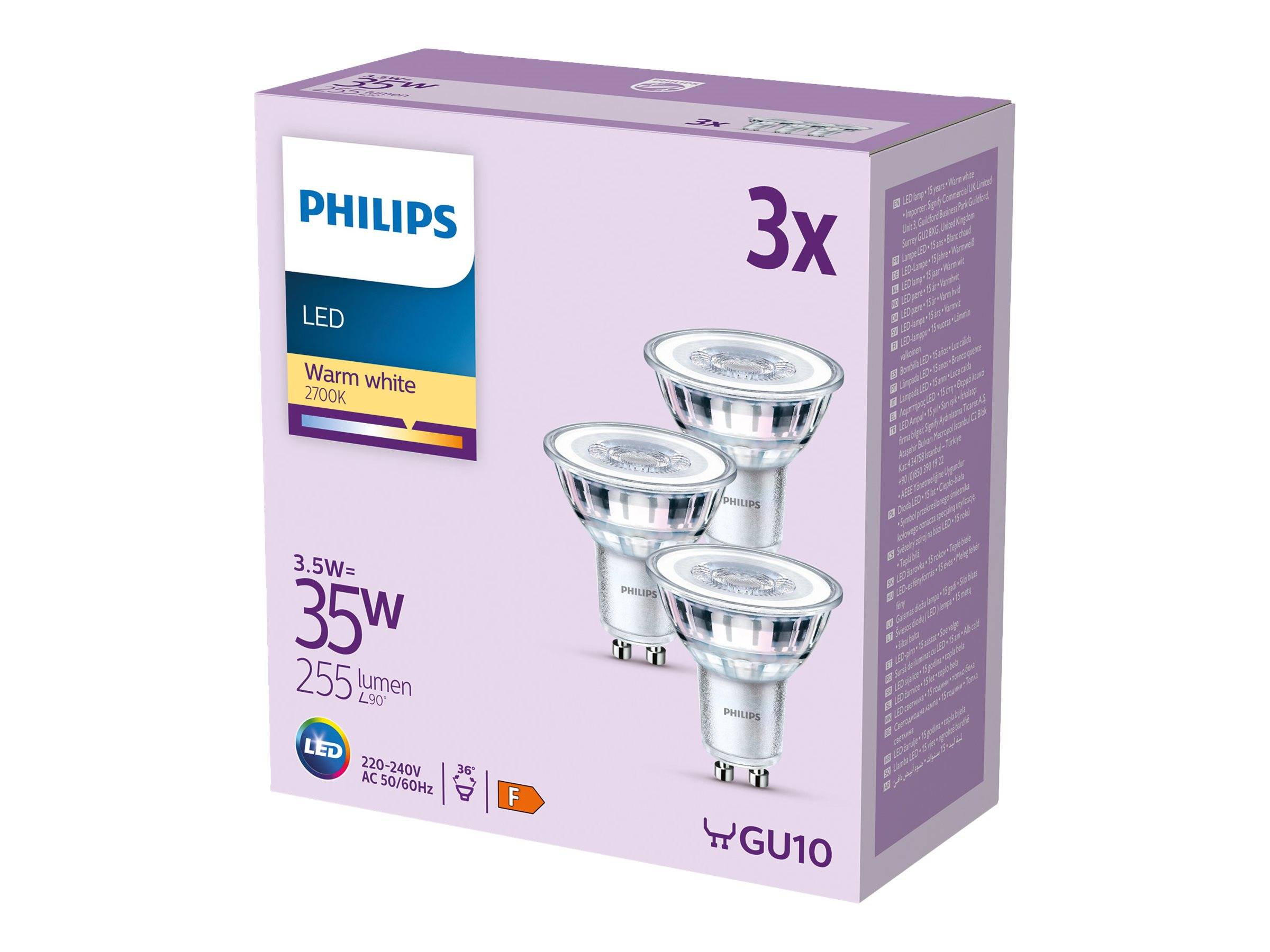 SIGNIFY - Philips - LED-Spot-Glühbirne - klar Finish - GU10 - 3.5 W (Entsprechung 35 W)