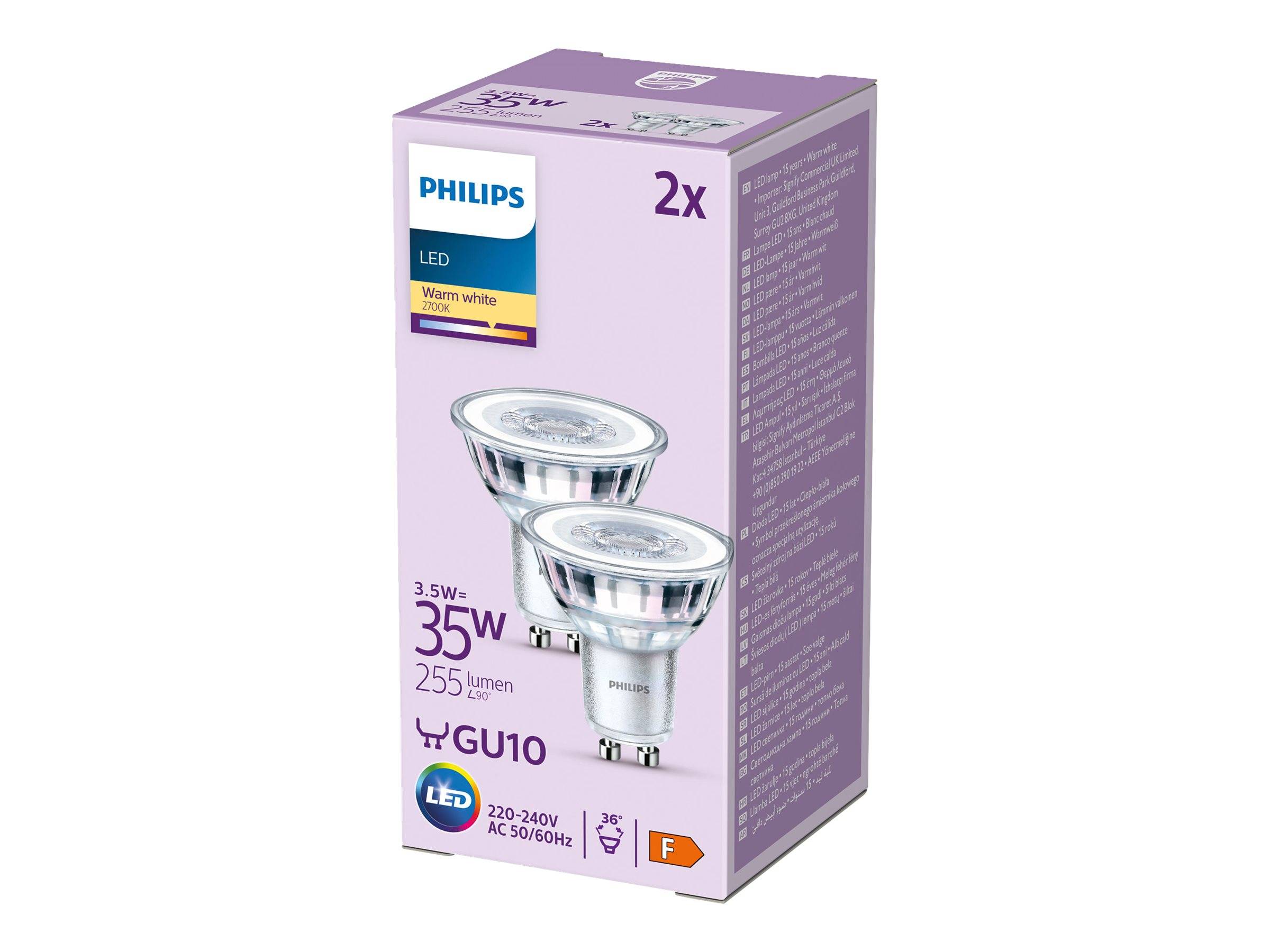 SIGNIFY - Philips - LED-Spot-Glühbirne - klar Finish - GU10 - 3.5 W (Entsprechung 35 W)