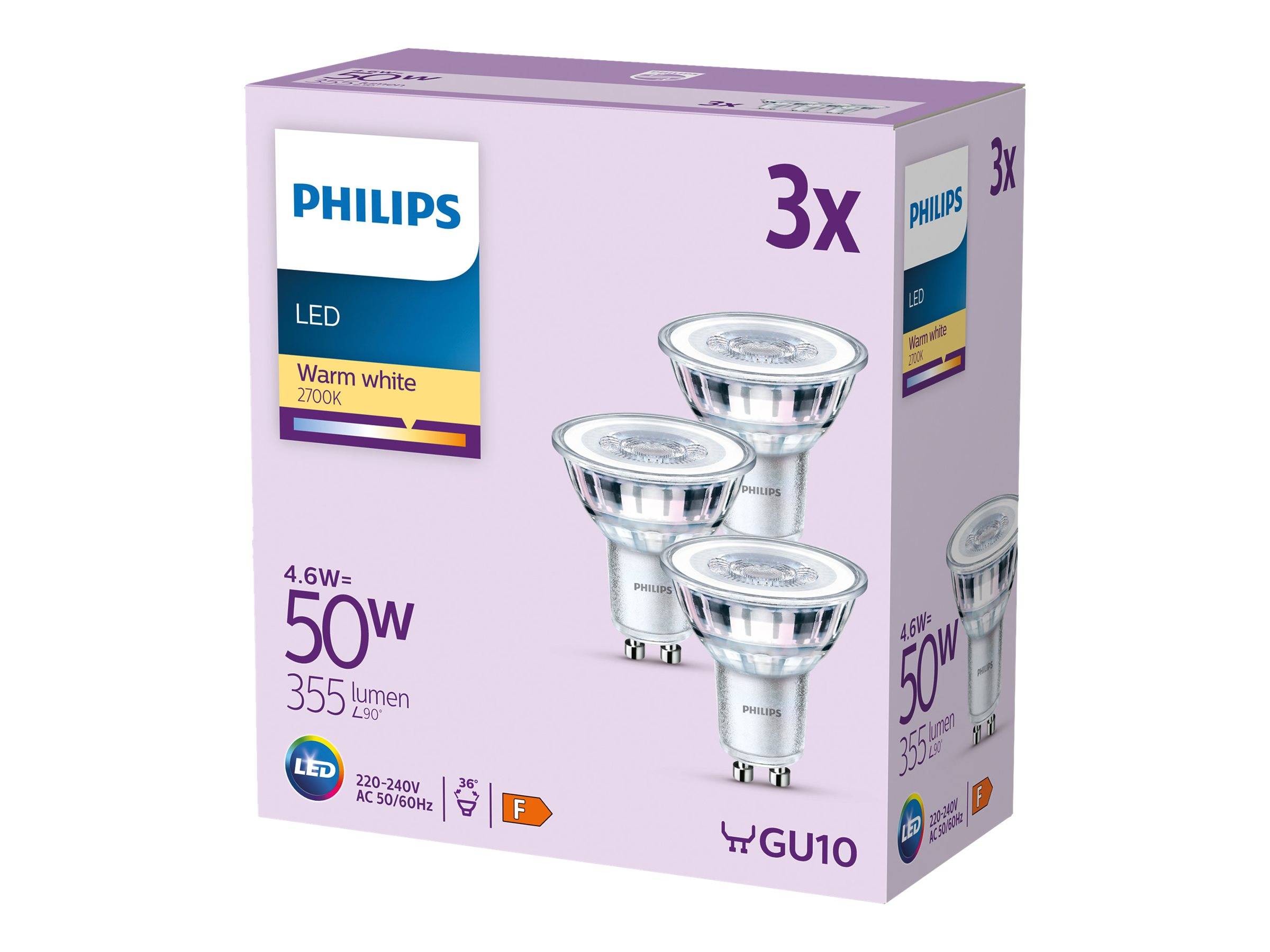 SIGNIFY - Philips - LED-Spot-Glühbirne - klar Finish - GU10 - 4.6 W (Entsprechung 50 W)