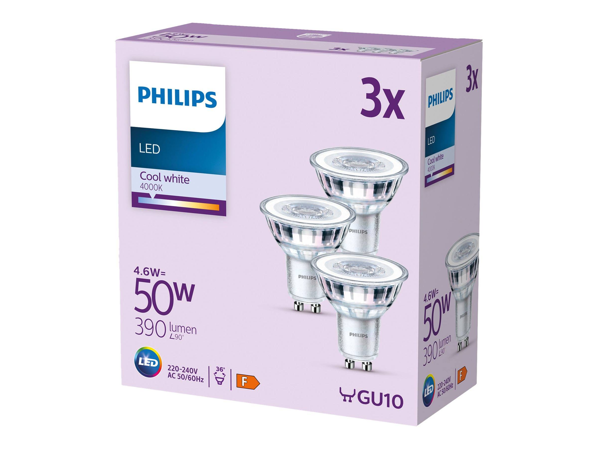 SIGNIFY - Philips LED Classic - LED-Spot-Glühbirne - klar Finish - GU10 - 4.6 W (Entsprechung 50 W)