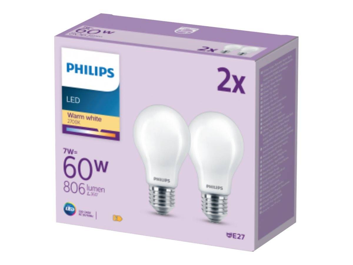 SIGNIFY - Philips LED Classic - LED-Lampe - Form: A60 - matt Finish - E27 - 7 W (Entsprechung 60 W)