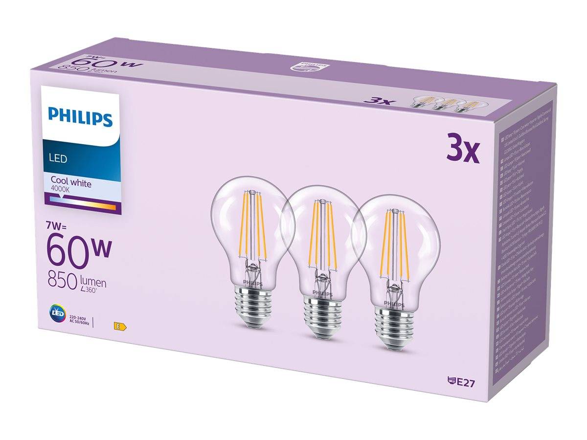 SIGNIFY - Philips LED Classic - LED-Lampe - Form: A60 - klar Finish - E27 - 7 W (Entsprechung 60 W)