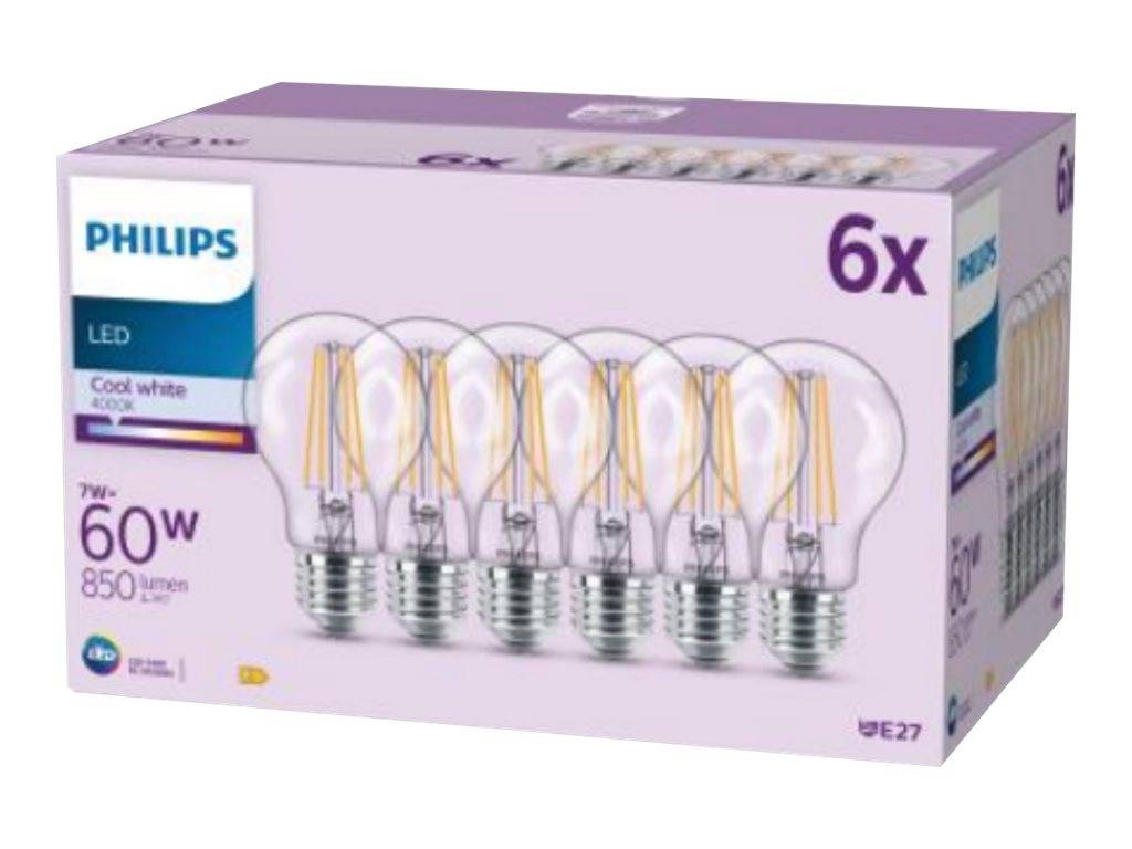 SIGNIFY - Philips LED Classic - LED-Lampe - Form: A60 - klar Finish - E27 - 7 W (Entsprechung 60 W)