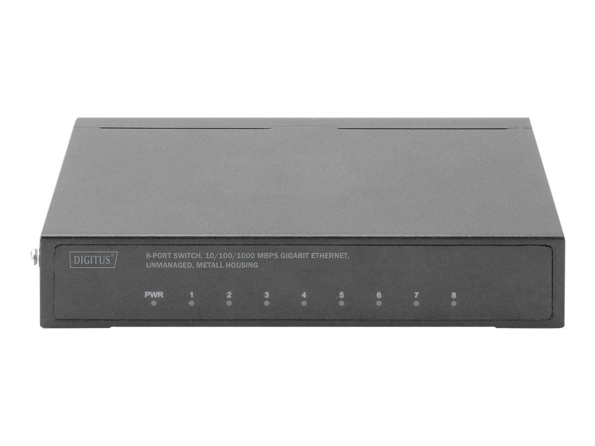 DIGITUS - 8-Port Gigabit Switch, Desktop, Unmanaged, Metallgehäuse