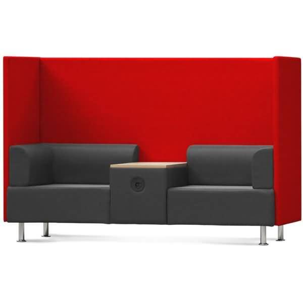 Sitzsofa Be Soft Doppelsitz + Tisch grau/rot